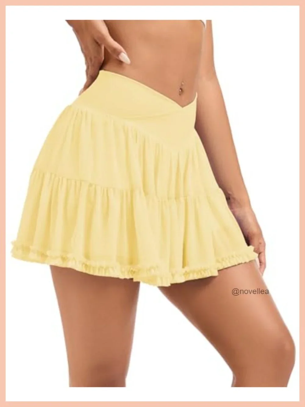 Flowy Tennis Skort with Shorts & Pockets High Rise Mini Ruffle Skirt